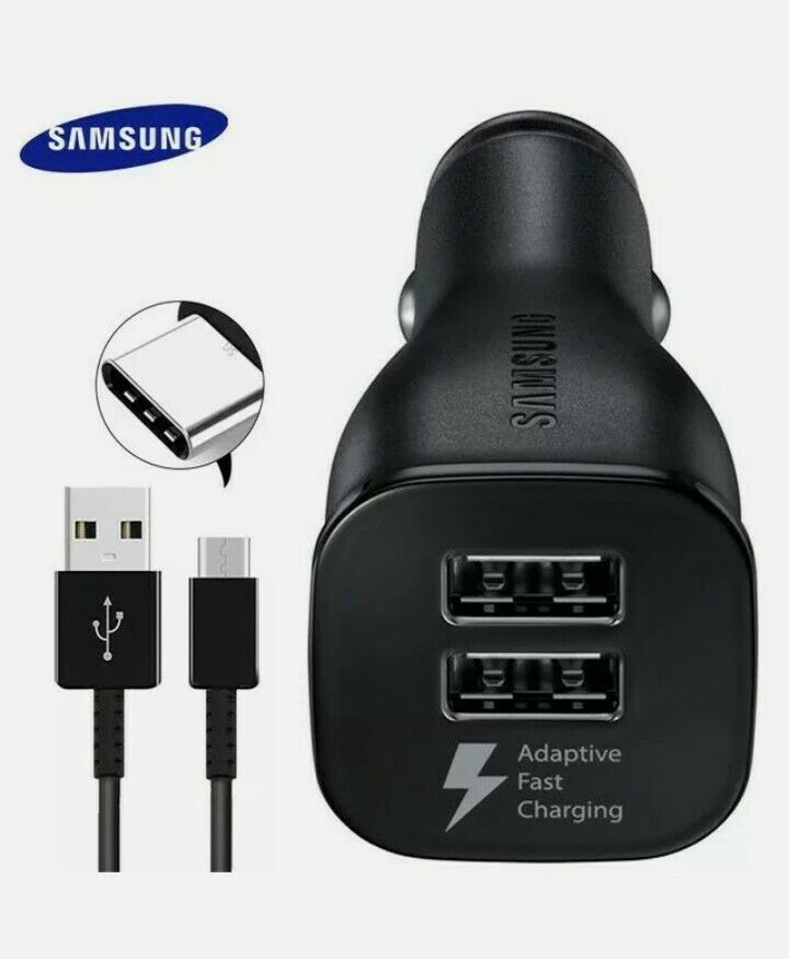 Genuine Samsung Dual Port Adaptive Fast Car Charger EP-LN920 With USB-C Cable