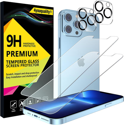 Tempered Glass Screen And Camera Lens Protector For iPhone 13 Pro Max 2pack