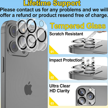 Tempered Glass Screen And Camera Lens Protector For iPhone 13 Pro Max 2pack