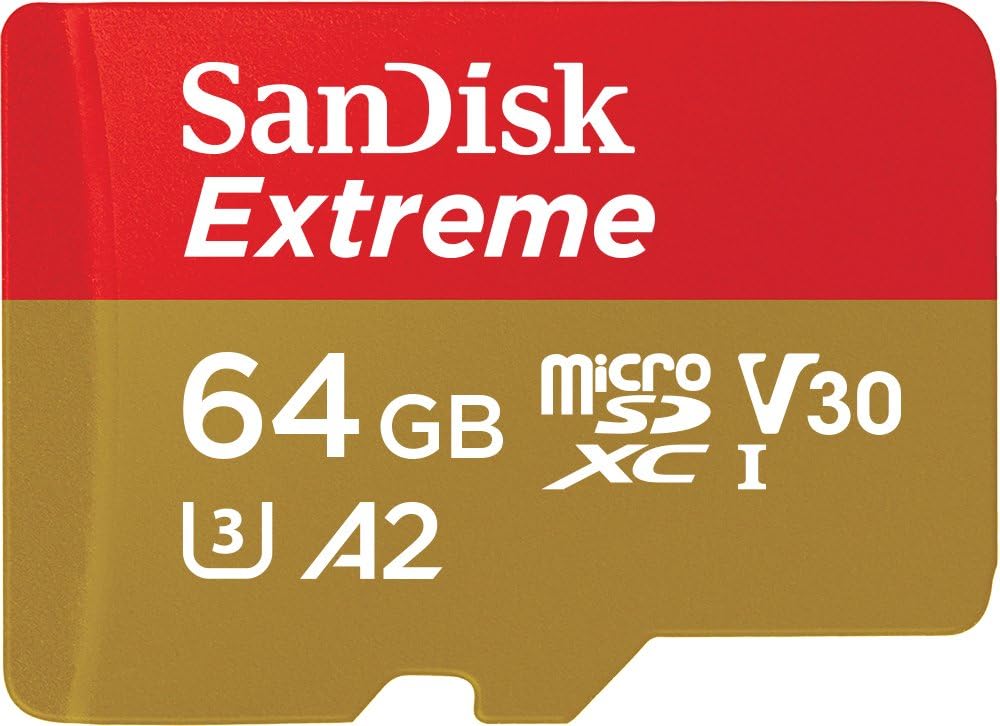 SanDisk Extreme 64GB MicroSDXC Memory Card + SD Adapter – 190MB/s