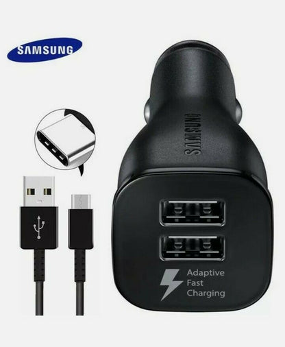 Genuine Samsung Dual Port Adaptive Fast Car Charger EP-LN920 With USB-C Cable