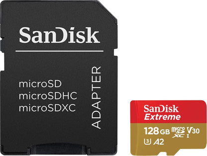SanDisk Extreme 128GB MicroSDXC Memory Card + SD Adapter – 190MB/s