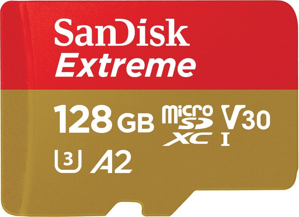 SanDisk Extreme 128GB MicroSDXC Memory Card + SD Adapter – 190MB/s