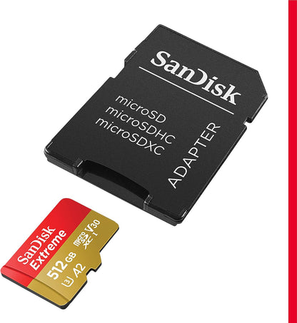 SanDisk Extreme 512GB MicroSDXC Memory Card + SD Adapter – 190MB/s