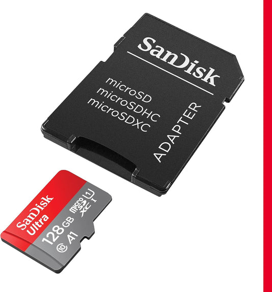 SanDisk Ultra 128GB MicroSDXC Memory Card + SD Adapter – 140MB/s Read Speed, Full HD Video for Smartphones & Tablets