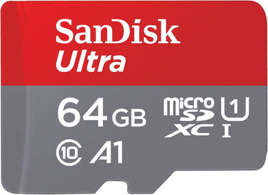 SanDisk Ultra 64GB MicroSDXC memory card with SD adapter