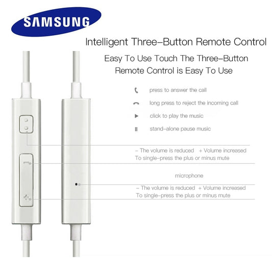 Genuine Samsung Handsfree Headphones Earphones Earbud Black with Mic-EHS64AVFWE